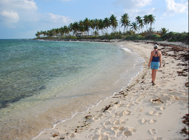 #9 Author on beach near Driggs Hill, Andros